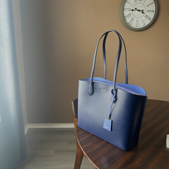 Kate Spade Suite Large Work Tote Parisian Navy Leather - Picture 3 of 13